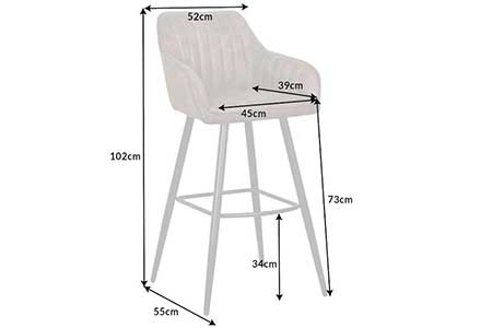 Dimensions détaillées des chaises de bar taupe