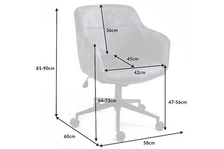 Dimensions détaillées de la chaise de bureau