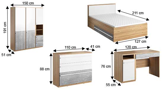 Dimensions détaillées de la chambre enfant