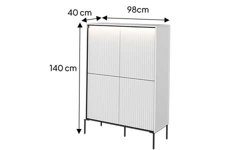 Dimensions détaillées de la commode haute