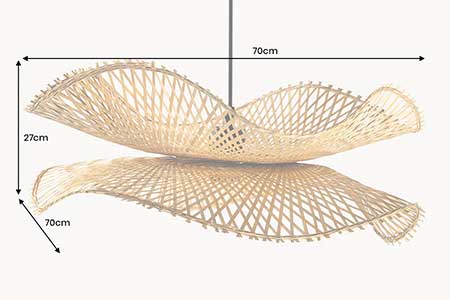 Dimensions détaillées de la suspension en bambou naturel