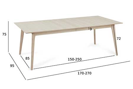 Dimensions détaillées de la table à manger