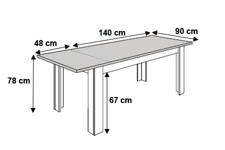 Dimensions détaillées de la table à manger