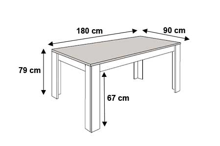 Dimensions détaillées de la table à manger