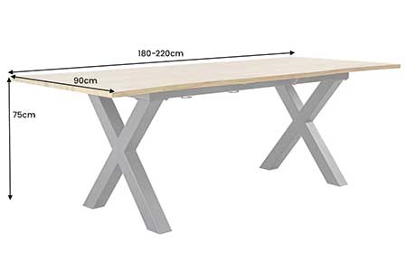 Dimensions détaillées de la table extensible 10 personnes