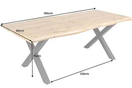 Dimensions détaillées de la table 180 cm