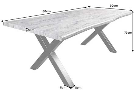 Dimensions détaillées de la table 180 cm