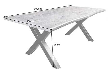 Dimensions détaillées de la table 2m