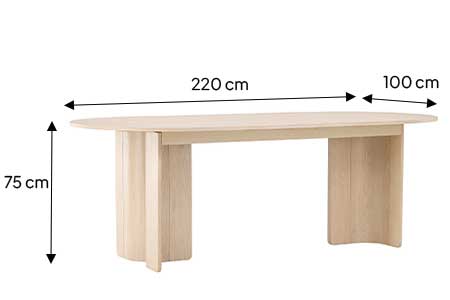 Dimensions de la table à manger ovale