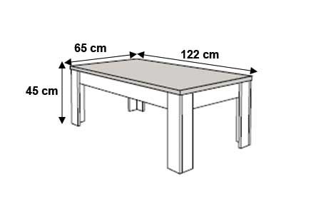 Dimensions détaillées de la table basse