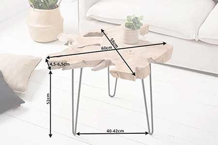 Dimensions détaillées de la table basse originale