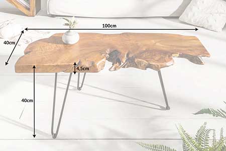 Dimensions détaillées de la table basse originale