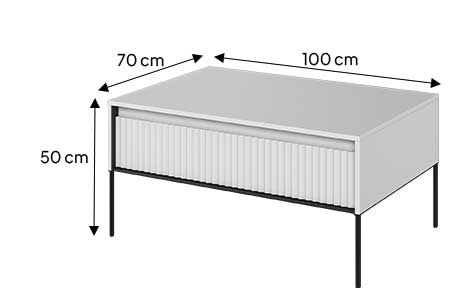 Dimensions détaillées de la table basse