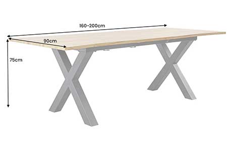 Dimensions détaillées de la table extensible 8 personnes