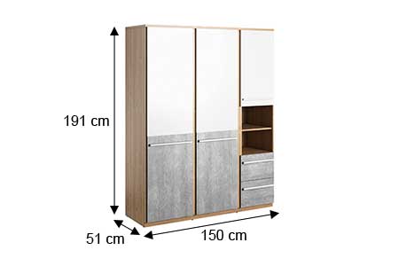 Dimensions détaillées de l'armoire 3 portes chambre enfant