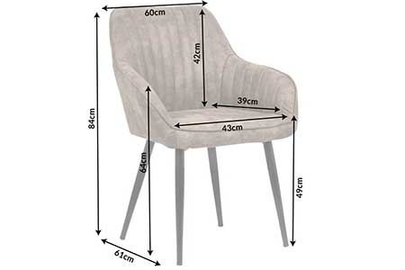 Dimensions détaillées des chaises taupe