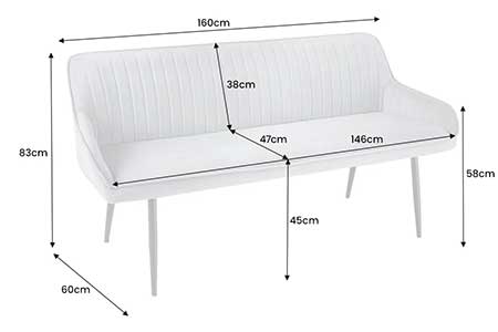 Dimensions détaillées du banc