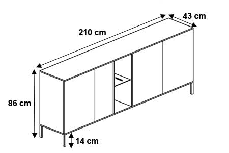 Dimensions détaillées du buffet moderne