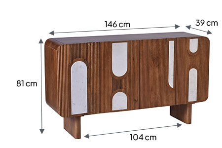 Dimensions du buffet manguier et travertin