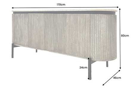 Dimensions détaillées du buffet manguier et marbre