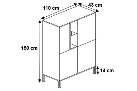 Dimensions détaillées du buffet haut