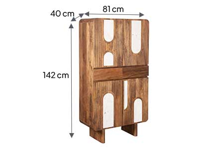 Dimensions du buffet haut manguier et travertin