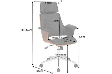 Dimensions détaillées de la chaise de bureau