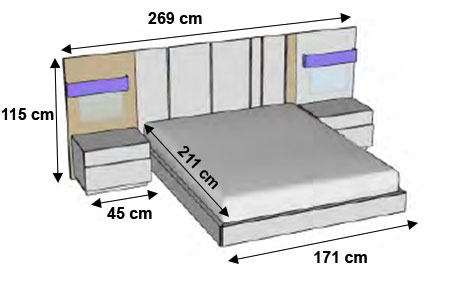 Dimensions détaillées du lit contemporain