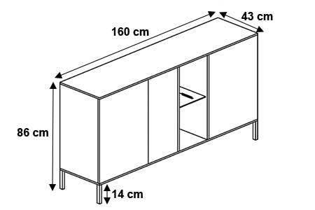 Dimensions détaillées du buffet moderne