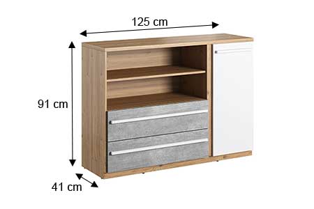 Dimensions détaillées du meuble de rangement