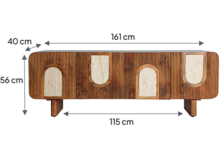 Dimensions du meuble tv manguier et travertin